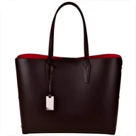 Torebki damskie - Torebka shopper skórzana brąz czekolada z kosmetyczką VEZZE - miniaturka - grafika 1