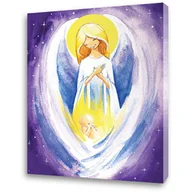 Ikony i obrazy sakralne - Obraz religijny na płótnie Anioł Stróż z dzieckiem - miniaturka - grafika 1
