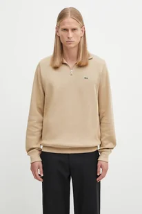 Lacoste sweter bawełniany kolor beżowy z półgolfem SH1927 - Swetry męskie - miniaturka - grafika 1