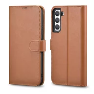 Etui i futerały do telefonów - ICARER Etui Haitang Leather Wallet Case do Samsung Galaxy S22 Plus brązowy - miniaturka - grafika 1