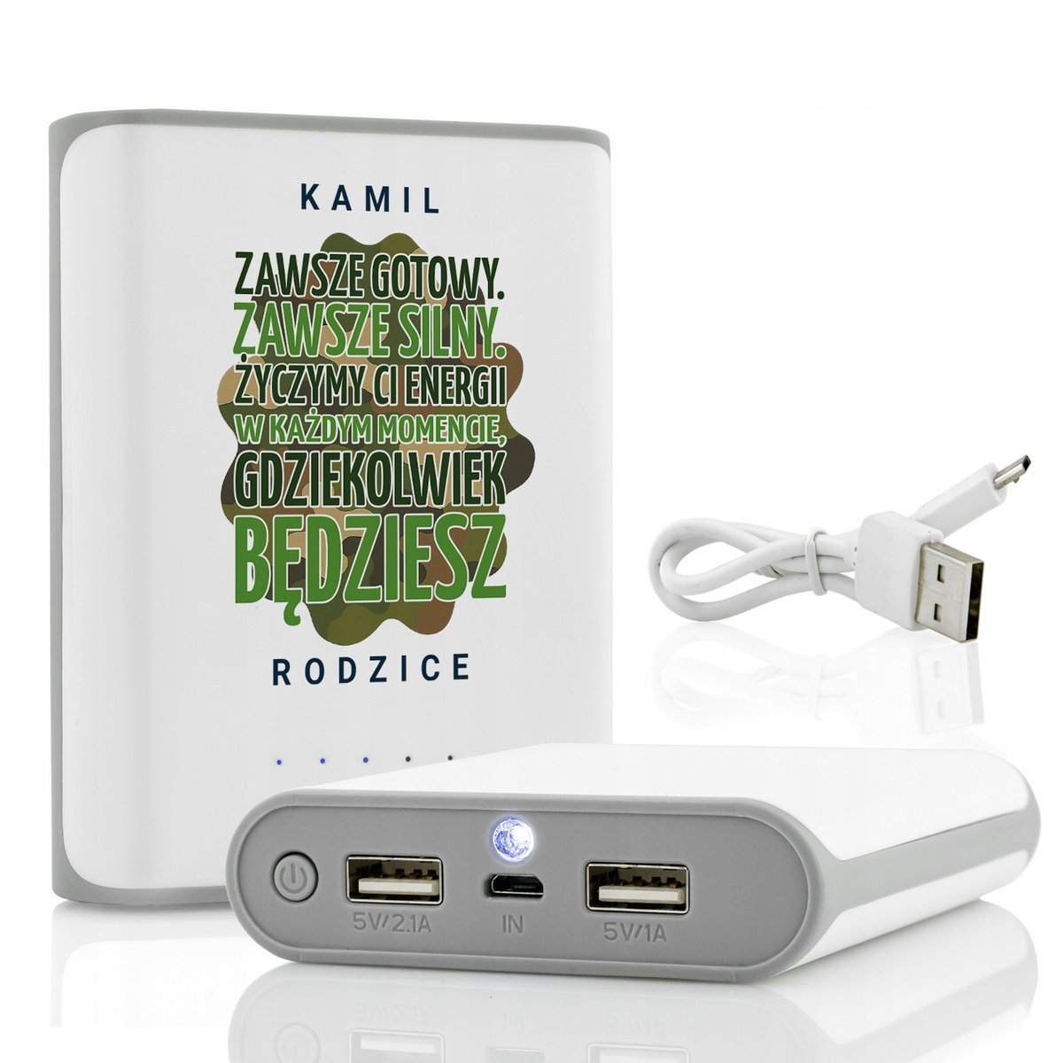 Power Bank 8000mAh z Dowolnym Nadrukiem Prezent dla Żołnierza na Promocję