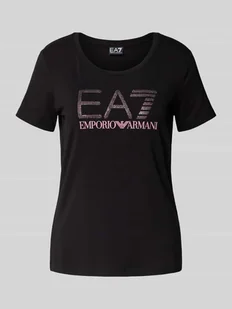 T-shirt z detalem z logo - Koszulki i topy damskie - miniaturka - grafika 1