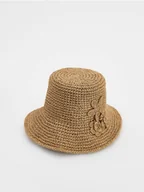 Czapki damskie - Reserved - Pleciony kapelusz bucket - złamana biel - miniaturka - grafika 1