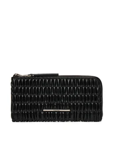 Calvin Klein Duży Portfel Damski Ruched Long L-Zip LV04K1085G Czarny - Portfele - miniaturka - grafika 1