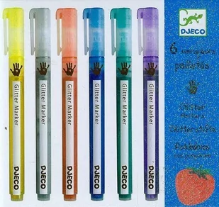 Djeco Zestaw brokatowych markerów 6 kolorów DJ08871 - Przybory szkolne - miniaturka - grafika 1