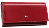 Portfele - Ekskluzywny klasyczny portfel damski poziomy ze skóry naturalnej z ochroną RFID Protect Rovicky, czerwony - miniaturka - grafika 1