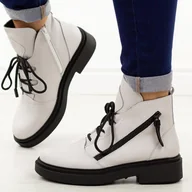 Botki damskie - Białe skórzane botki damskie Sergio Leone Bt25200S - miniaturka - grafika 1