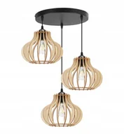 Lampy sufitowe - Lampa Wisząca Czarna Z Drewnem Drewniana Boho Na Kole Light Home - miniaturka - grafika 1