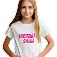 Koszulki męskie - T-Shirt Biały Koszulka Dziecięca roz. 152 Łobuziara z IMIENIEM KREATOR - miniaturka - grafika 1