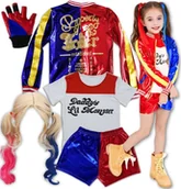 Stroje karnawałowe - STRÓJ PRZEBRANIE PERUKA HARLEY QUINN JOKER NA BAL KARNAWAŁ 98/104 S - miniaturka - grafika 1
