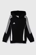 Bluzy dla dziewczynek - adidas Performance bluza dziecięca TIRO24 SWHOODY kolor czarny z kapturem z aplikacją - miniaturka - grafika 1