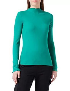 Bluzy damskie - bestseller a/s Damska bluza VMVIO L/S HIGH Neck Blouse NOOS z długim rękawem, zielona Pepper Green, M - grafika 1