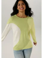 Swetry damskie - Aniston Sweter w kolorze jasnozielono-białym - miniaturka - grafika 1