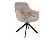 Krzesła - Krzesło tapicerowane ASTORIA II VELVET jasno szare/czarne obrotowe - miniaturka - grafika 1