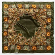 Apaszki i szaliki damskie - APASZKA CHUSTA DAMSKA NA GŁOWĘ POD SZYJĘ SATYNOWA CHUSTKA ELEGANCKA BANDANA ZIELONA - miniaturka - grafika 1