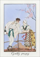 Plakaty - Costumes Parisiens, no. 39: Robe de crêpe de Chine blanc from Journal des Dames et des Modes, George Barbier - plakat 40x50 cm - miniaturka - grafika 1