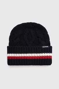 Tommy Hilfiger czapka z domieszką wełny kolor granatowy z grubej dzianiny - Czapki męskie - miniaturka - grafika 1