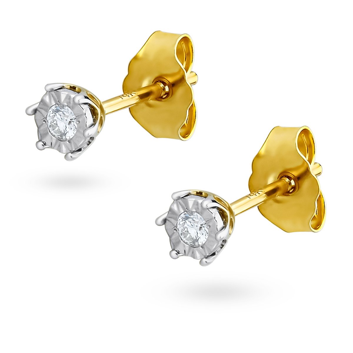 Złote kolczyki sztyfty diamenty 2 x 0.05ct pr. 585