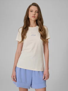 4F T-shirt slim z nadrukiem damski - beżowy XXL - Koszulki i topy damskie 4F T-shirt slim z nadrukiem damski - beżowy XXL - Koszulki i topy damskie - miniaturka - grafika 1