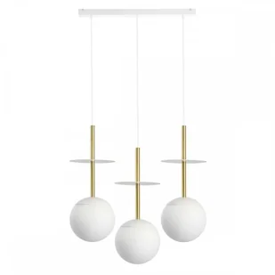 Szklana lampa wisząca do kuchni PLAAT A 3L PLL331P0 balls mosiądz białe - Lampy sufitowe - miniaturka - grafika 1