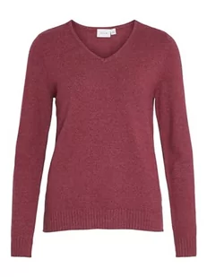 Vila Damski sweter Viril L/S z dekoltem w serek, Czerwony burak/szczegóły: ciemny melanż, XXL - Swetry damskie - miniaturka - grafika 1