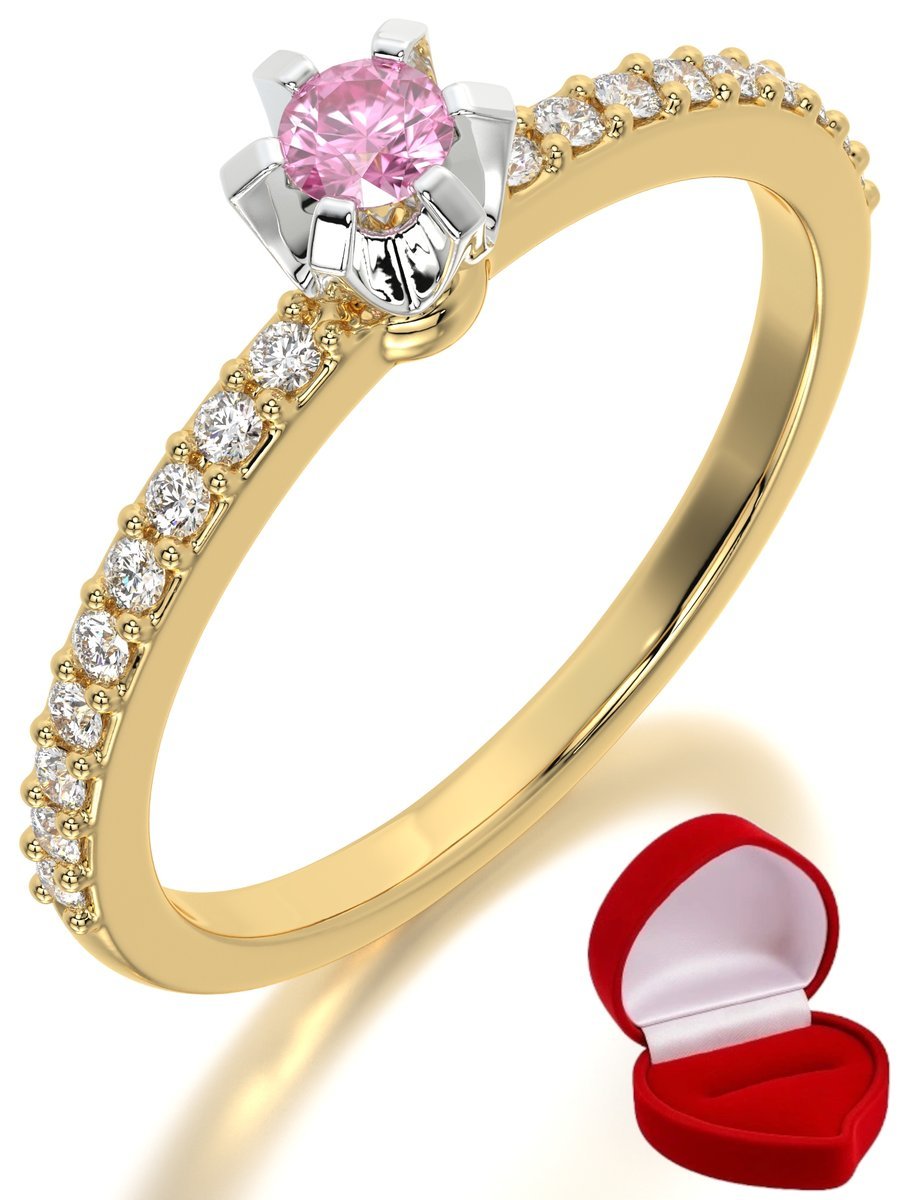 ZŁOTY PIERŚCIONEK ZARĘCZYNOWY 585 14k SZAFIR 0,09 ct + PUDEŁKO R25