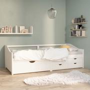 Łóżka - shumee shumee 3 osobowa sofa/łóżko z szufladami biała sosnowa 90 x 200 cm - miniaturka - grafika 1