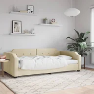 Sofy i kanapy - vidaXL Sofa z funkcją spania, kremowe, 90x200 cm, obita tkaniną - miniaturka - grafika 1