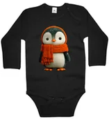 Body dla niemowląt - Body dziecięce Słodki Mały Pingwin W Szaliku Zima Śnieg Święta 98/104 - miniaturka - grafika 1