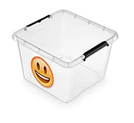 Pudła i pojemniki do przechowywania - Pojemnik do przechowywania zamykany 390x260x390mm 32,0L ORPLAST SIMPLE BOX EMOTIKON transparentny 1 szt /OR-1626SB/ ORP024-20 - miniaturka - grafika 1