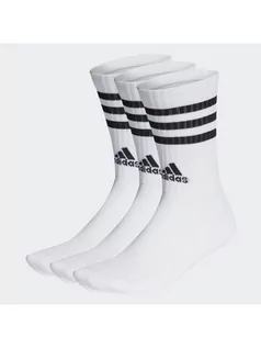 Skarpetki damskie - adidas Skarpety wysokie unisex 3-Stripes Cushioned Crew Socks 3 Pairs HT3458 Biały - grafika 1