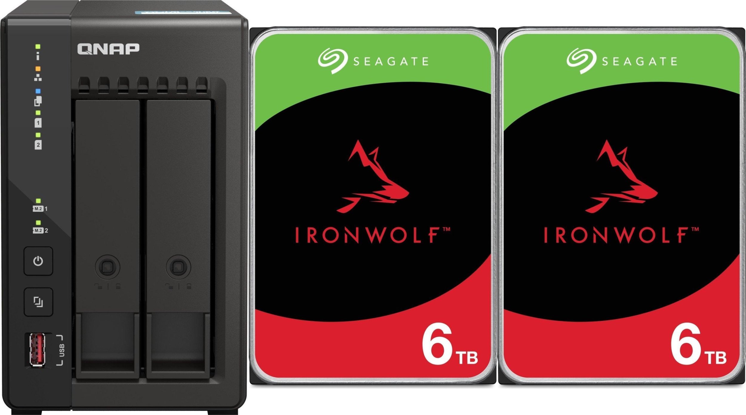 Serwer plików Qnap TS-253E-8G + 2x Seagate IronWolf 6TB ST6000VN006
