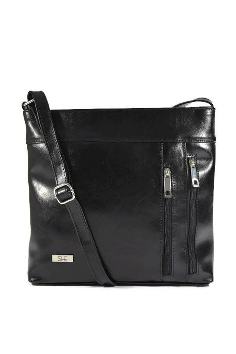 Czarna skórzana listonoszka SHE