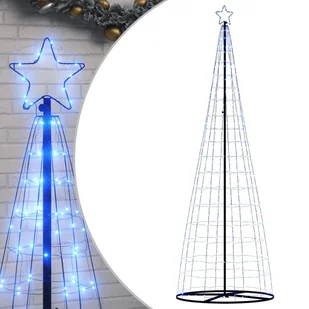 vidaXL Stożkowa choinka z lampek, 550 niebieskich LED, 304 cm - Choinki - miniaturka - grafika 1