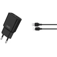 Ładowarki do telefonów - XO Ładowarka sieciowa L92C 2x USB 2,4A czarna + kabel Lightning - miniaturka - grafika 1