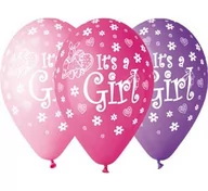 Baby shower i roczek - GMR Balony z nadrukiem dla dziewczynki It's a Girl - 30 cm - 5 szt. GS110/P091 - miniaturka - grafika 1