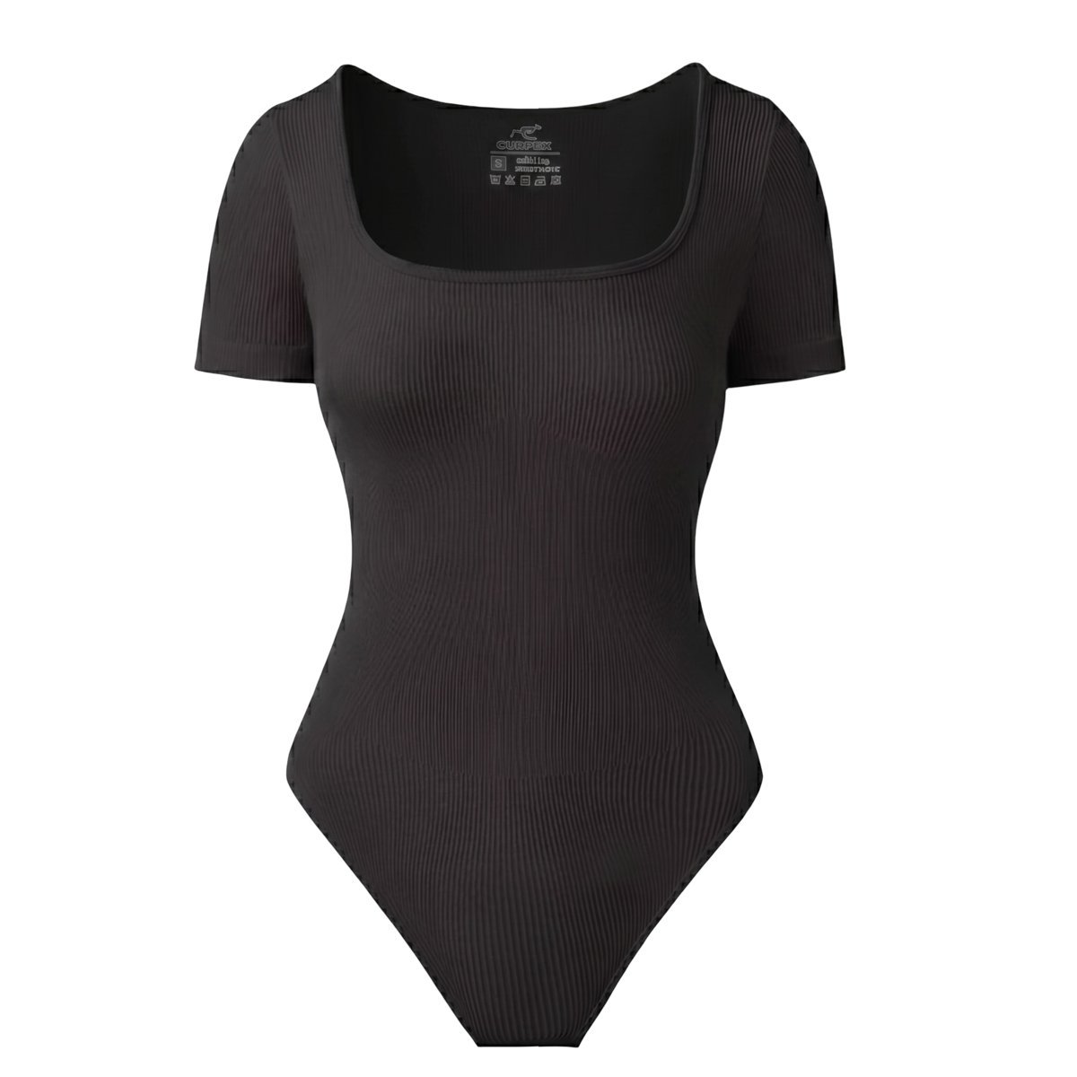 Damskie Body Modelujące Krótki Rękaw Basic Treningowe Sportowe Czarne M