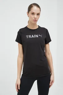 Puma t-shirt treningowy kolor czarny - Koszulki sportowe damskie - miniaturka - grafika 1