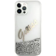 Etui i futerały do telefonów - Guess GUHCP12LGLVSSI iPhone 12 Pro Max 6,7" srebrny/silver hardcase Glitter Vintage Script - miniaturka - grafika 1