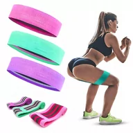 Gumy, taśmy, ekspandery - Zestaw 3 Gumy Oporowe Materiałowe Taśmy do ćwiczeń - miniaturka - grafika 1