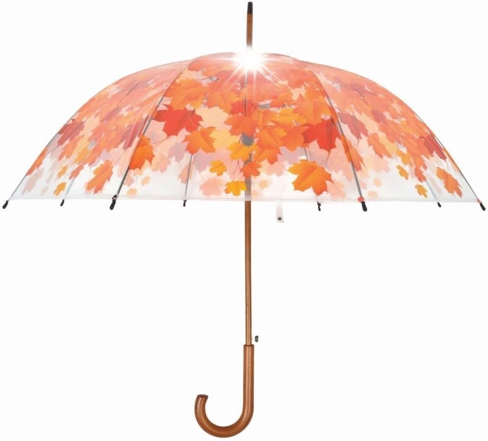 Duży Przeźroczysty parasol wzór Liści Składana Parasolka we wzory 95cm