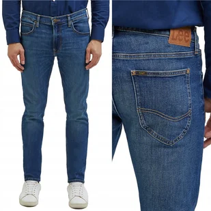 Lee LUKE SLIM Peace Train MOCNO ZWĘŻANE CIEMNE SPODNIE JEANSOWE W33 L34 - Spodnie męskie - miniaturka - grafika 1