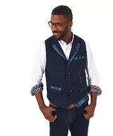 Garnitury - Joe Browns Męska kamizelka z kołnierzem z mieszanki wełny w kratkę, niebieska, 38, NIEBIESKI, 38 - miniaturka - grafika 1