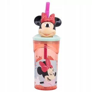 MYSZKA MINNIE RÓŻOWY KUBEK SZKLANKA ZE SŁOMKĄ 3D - Kubki dla dzieci - miniaturka - grafika 1