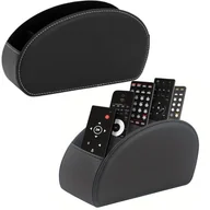 Przyborniki na biurko - Pojemnik Organizer Na Piloty 5 Przegród Ekoskóra Czarny LEAN - miniaturka - grafika 1