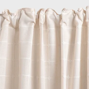 HOMLA Zasłona BELVER w haftowaną kratkę beżowa 140X250CM - Zasłony - miniaturka - grafika 1