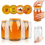 Pojemniki kuchenne - 60szt SŁOIKI NA MIÓD PRZETWORY DŻEMY OGÓRKI GRZYBY SŁOIK 900 ML + NAKRĘTKI - miniaturka - grafika 1