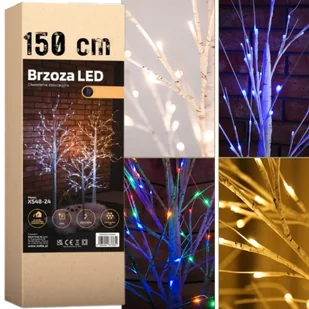 DRZEWKO ŚWIĄTECZNE BRZOZA LED DEKORACJA ŚWIĘTA BOŻE NARODZENIE 150CM 120LED Wielokolorowy - Ozdoby bożonarodzeniowe - miniaturka - grafika 1