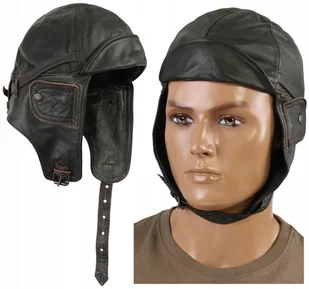 Czapka Pilotka na Motocykl Mil-tec Skórzana Skóra Brązowa M - Akcesoria motoryzacyjne - miniaturka - grafika 1