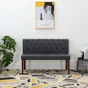vidaXL Ławka, 120 cm, szara, sztuczna skóra zamszowa vidaXL - Ławki do przedpokoju - miniaturka - grafika 1